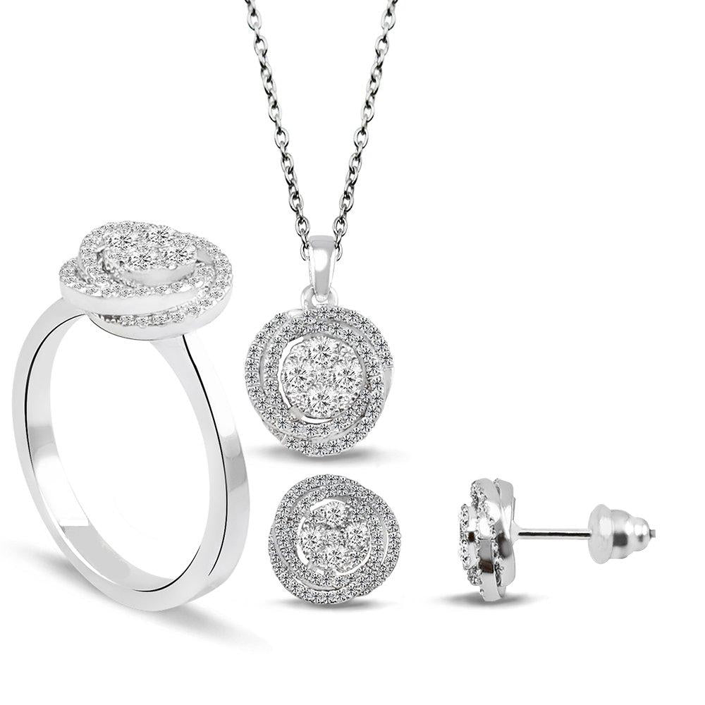 Диамантен комплект бяло злато 1.55 карата